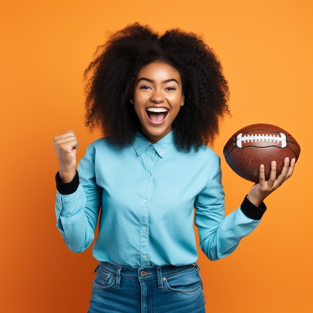 foto de una chica negra con una pelota en la mano