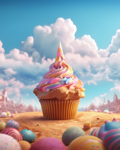 Foto foto de chispas de arcoíris en un delicioso cupcake unsplash hecho con al generativo