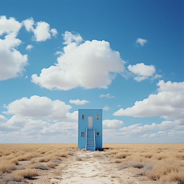 Foto de un cielo azul con una puerta