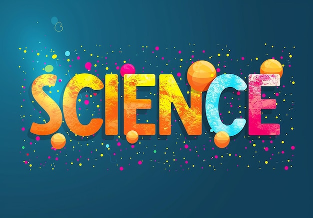 Foto foto de ciencia letra texto efecto web banner diseño de texto con fondo educativo