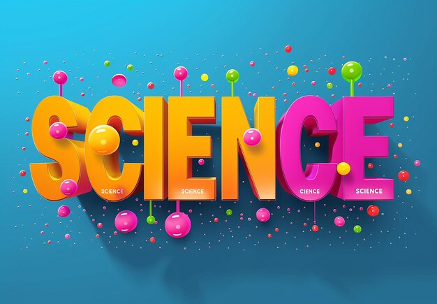 Foto de ciencia letra texto efecto web banner diseño de texto con fondo educativo