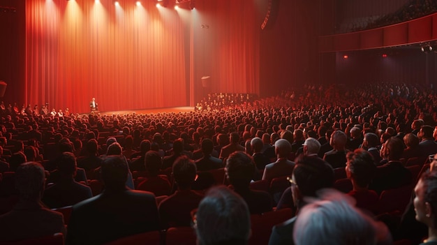 una foto de un cine con una persona en la audiencia