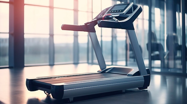 Una foto de una cinta de correr vacía en un gimnasio