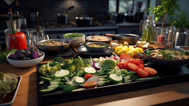 Una foto de una clase de cocina saludable para equipos corporativos.