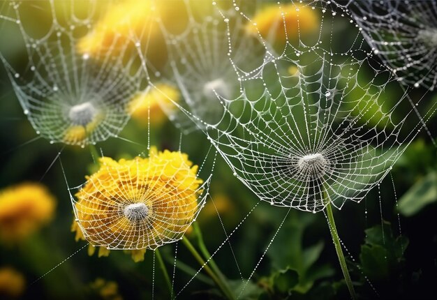 Foto-Close-up-Aufnahme eines Spinnenwebs in der Natur