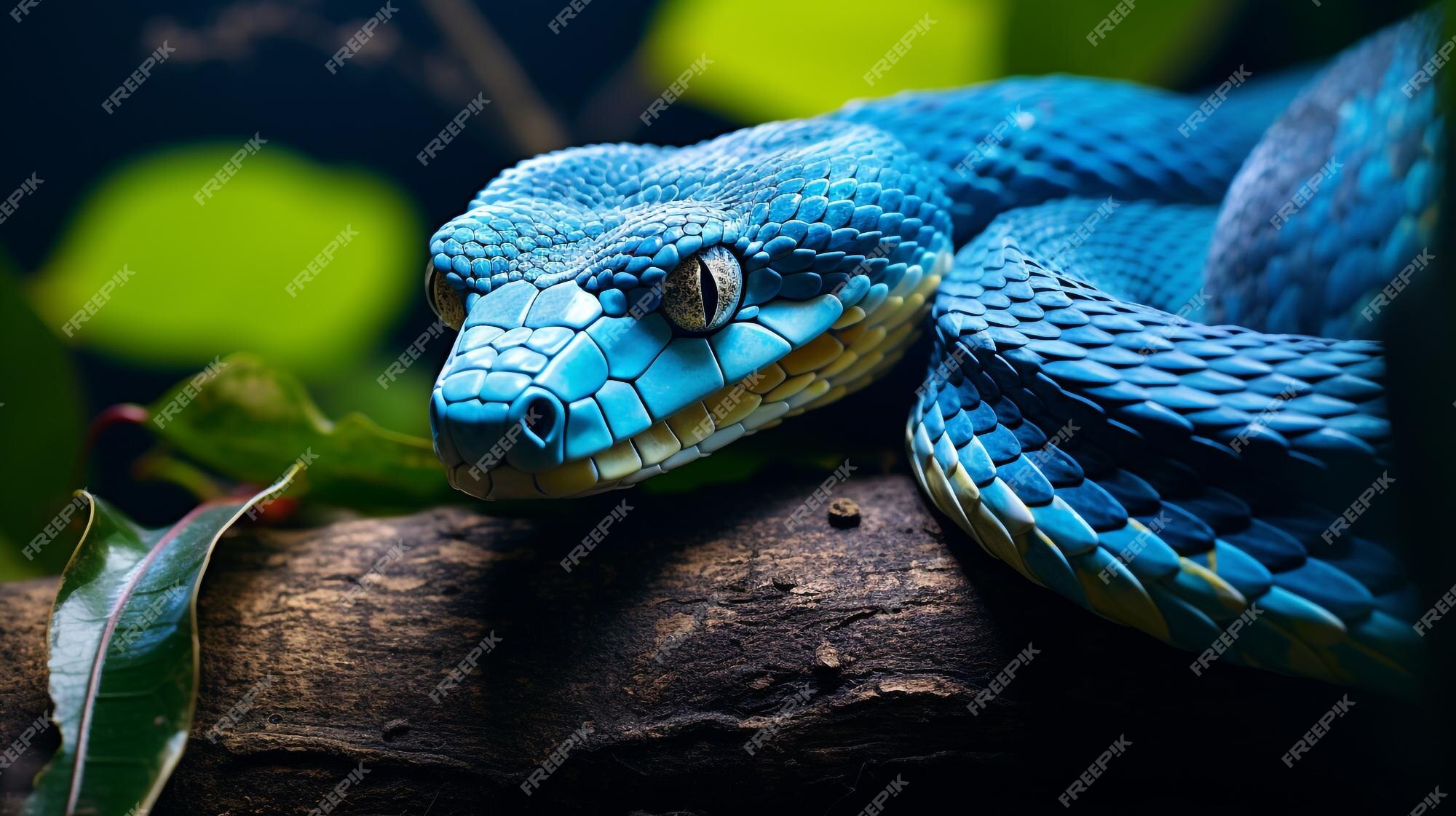 Serpente Azul De Cobra De Víbora Cabeça De Serpente De Víbora Foto