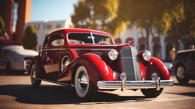 Una foto de un coche clásico en una exposición de coches antiguos