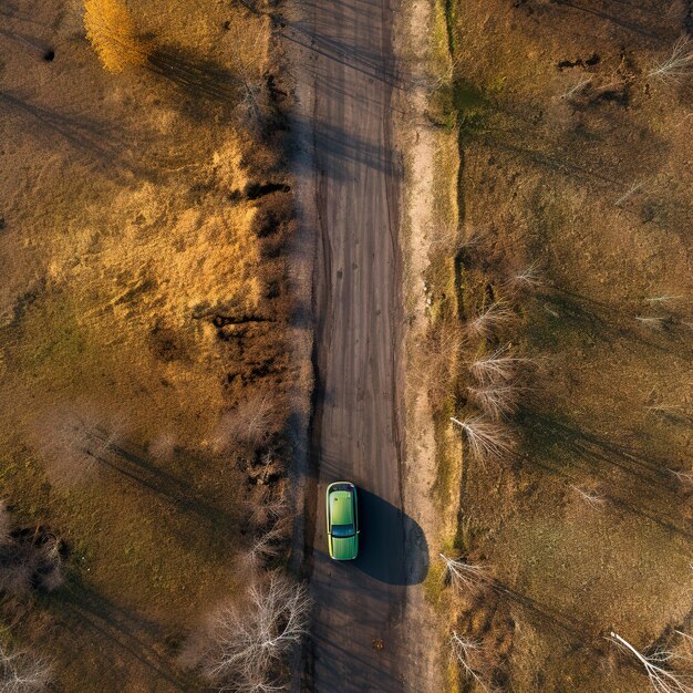 foto de coche vista desde un dron