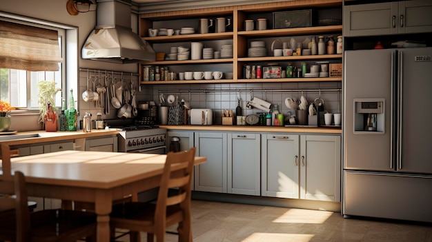 Una foto de una cocina bien organizada con electrodomésticos modernos