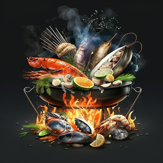 Foto de cocina de pescado generada por ai