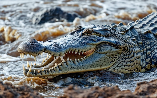Una foto de un cocodrilo con las mandíbulas abiertas