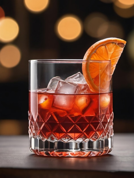 Foto del cóctel Negroni en acuarela