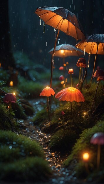 foto cogumelos psilocybe semilanceata em estilo neon
