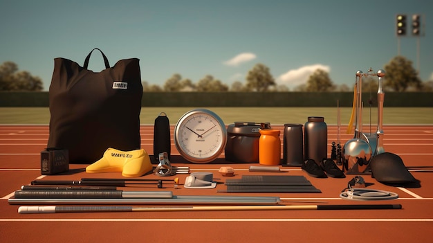 Una foto de una colección de equipos de atletismo