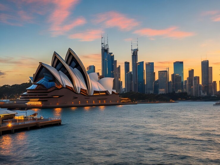 Foto colorida de la ciudad de Sydney en el paseo marítimo
