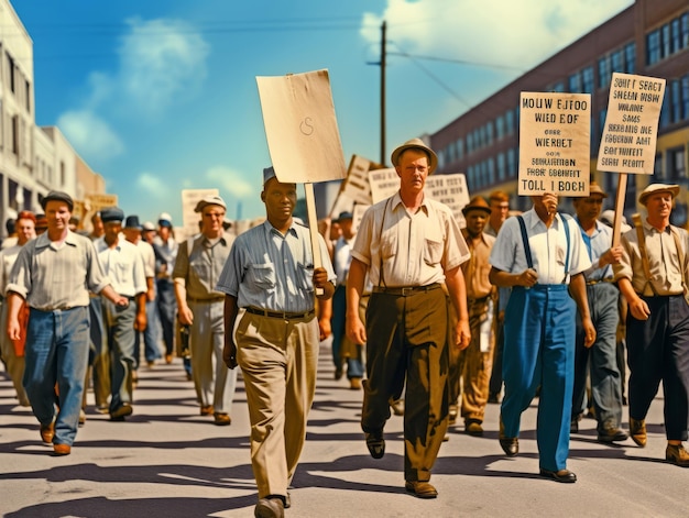 Foto foto colorida histórica de um homem liderando um protesto