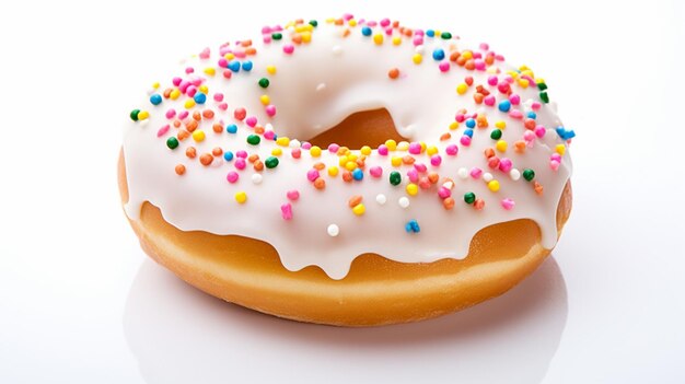Foto de coloridas y deliciosas rosquillas Donuts aisladas sobre un fondo blanco