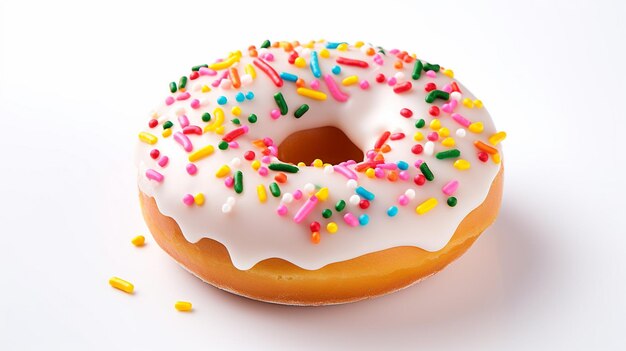 Foto de coloridas y deliciosas rosquillas Donuts aisladas sobre un fondo blanco