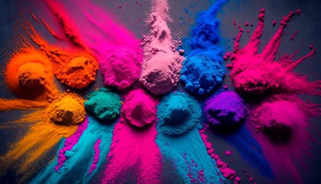 Foto foto colorido arco iris mixto polvo holi