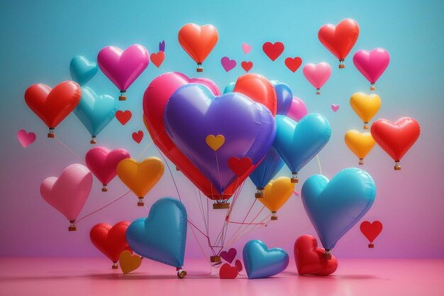 Foto colorido coração balão de ar forma de coleção conceito isolado em fundo de cor para valentine