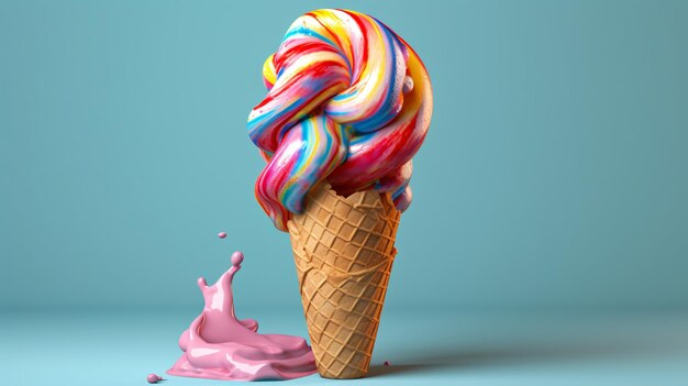 foto de un colorido regalo de verano en helado derretido