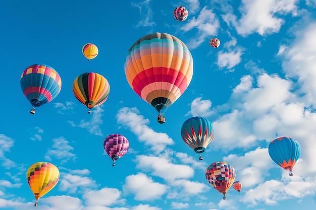 Foto de los coloridos globos en el cielo