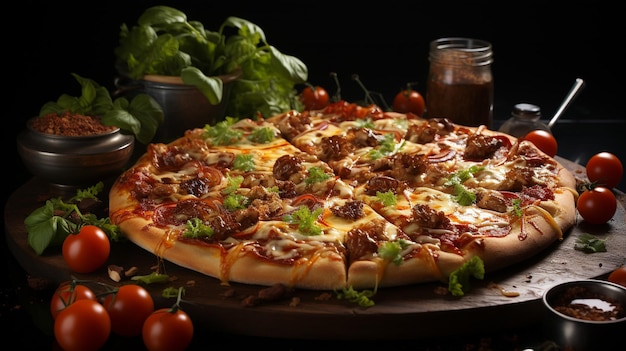 foto comercial de uma pizza