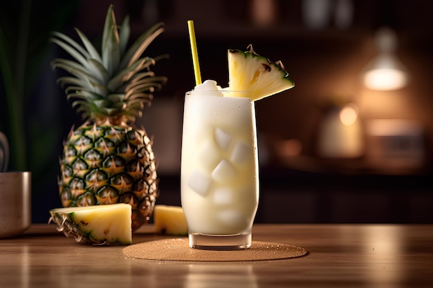 Foto comercial promocional cóctel de piña colada.