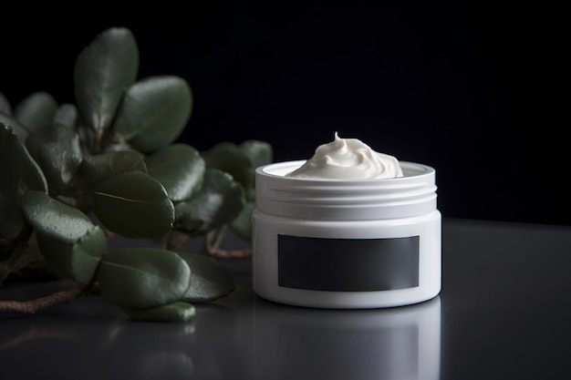 Foto comercial promocional de embalagem natural de creme cosmético gerada ai