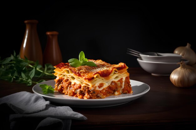 Foto comercial promocional lasagna bologness