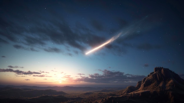 Una foto de un cometa cruzando el cielo