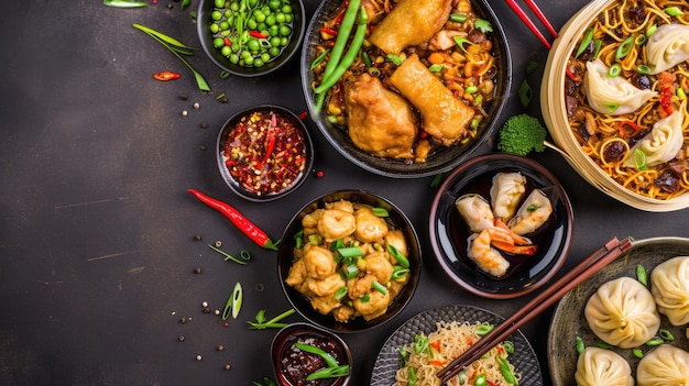 Foto comida chinesa pratos da cozinha tradicional