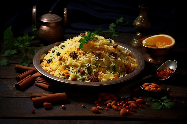 Foto de comida india de arroz basmati al estilo indio