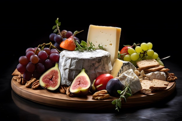 Una foto de comida de un plato de queso gourmet IA generativa