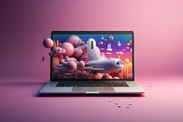 foto de una computadora portátil con un fondo de pantalla genial y un ambiente