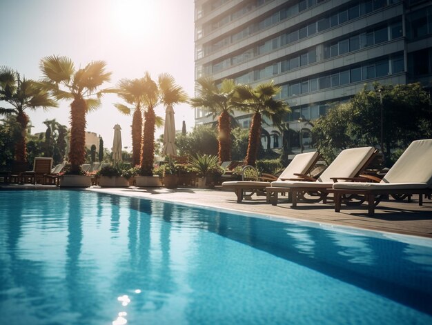 Foto de concepto de piscina de hotel de verano de lujo