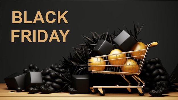 Foto de concepto de ventas de Black Friday sobre fondo oscuro IA generativa