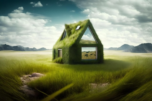 Foto conceptual de la casa verde ecológica