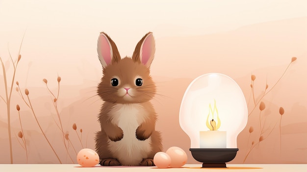 foto de conejo feliz con muchos huevos de Pascua en el fondo festivo de la hierba para el diseño decorativo