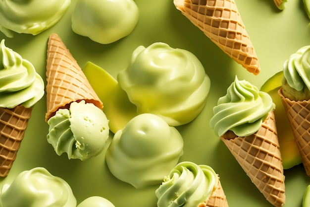 Foto foto de cono de helado de aguacate aislado sobre un fondo blanco