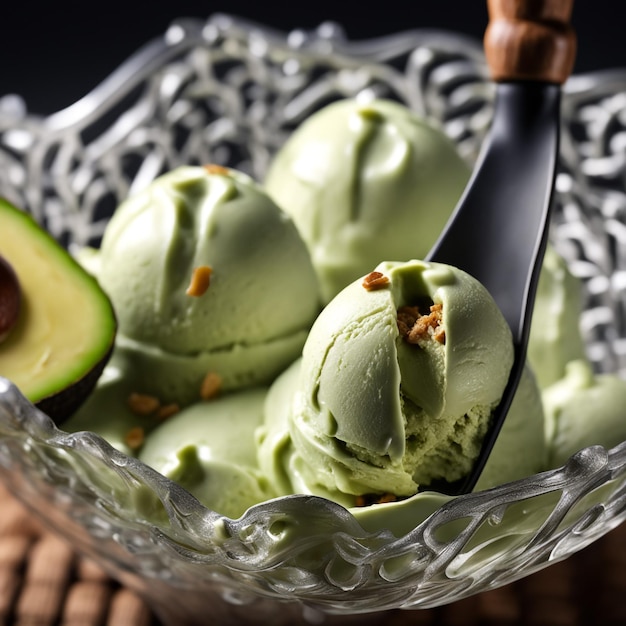 Foto foto de cono de helado de aguacate aislado sobre un fondo blanco