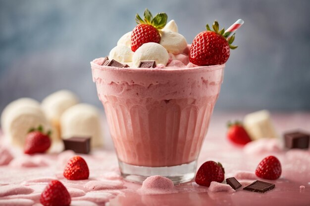 foto cono de helado dulce con generativo de fresa