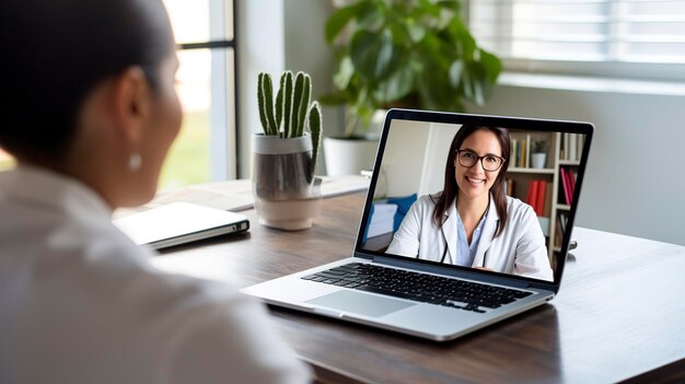 Foto una foto de una consulta de telemedicina en una computadora