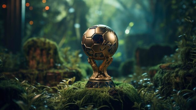 Foto de una copa de oro de fútbol