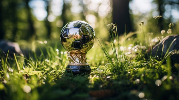 Foto de una copa de oro de fútbol