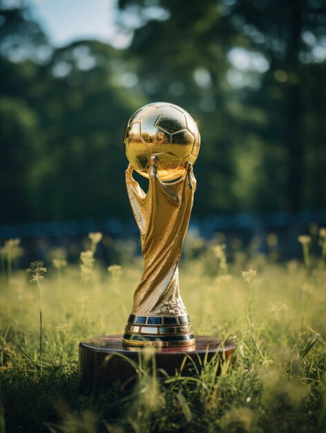 Foto de una copa de oro de fútbol