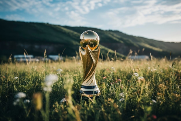 Foto de una copa de oro de fútbol