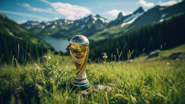 Foto de una copa de oro de fútbol