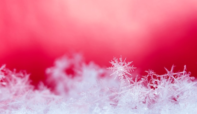 Foto copos de nieve reales durante una nevada, en condiciones naturales a baja temperatura