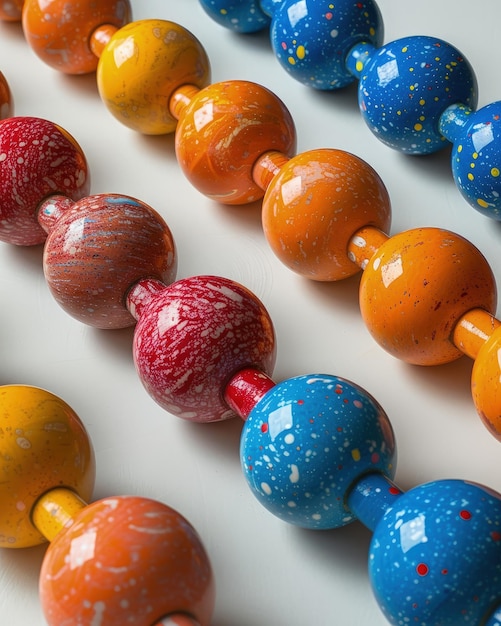 Foto creativa de bolsas de pies y palos de malabarismo en un fondo blanco ángulos únicos